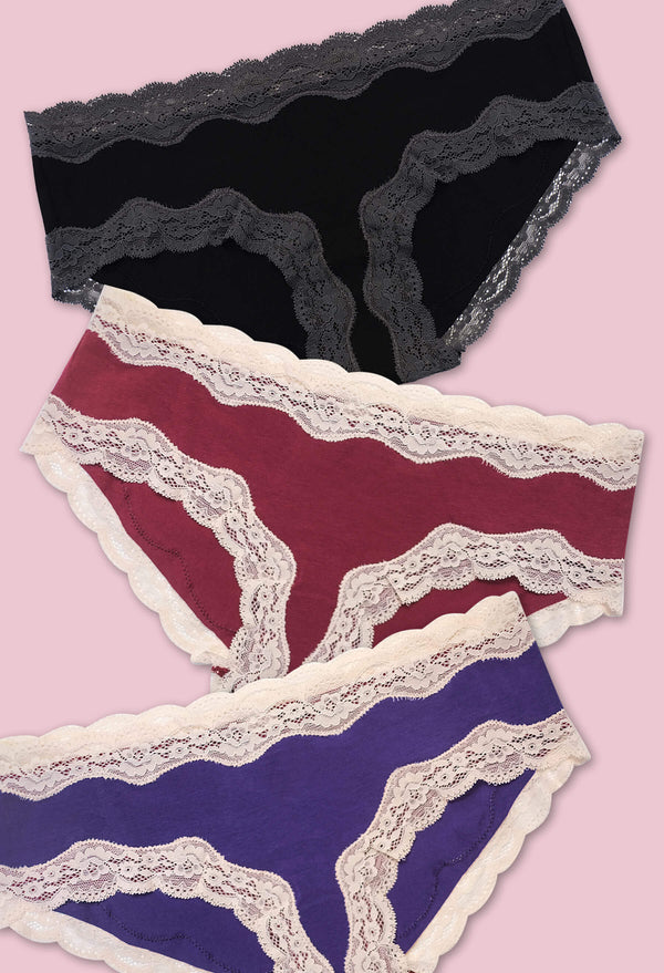 No Panty Line Cotton Rich Low Rise Hipster Brief - 3 Pack