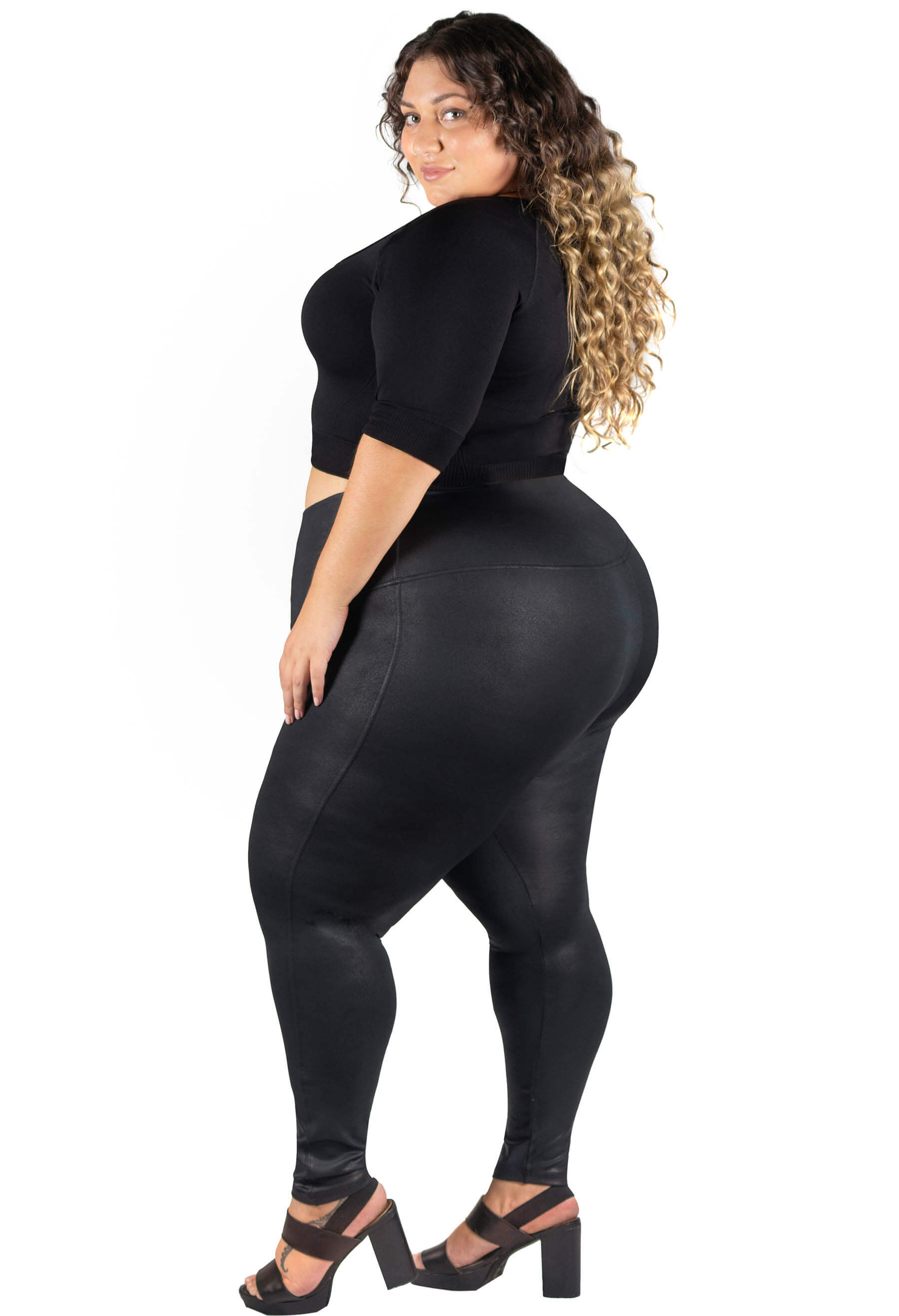  Wet Look Shine Leggings - Extra Long for Tall Women - Inside  Leg 38 inches (Plus Size UK 18/US 14) Black : Clothing, Shoes & Jewelry