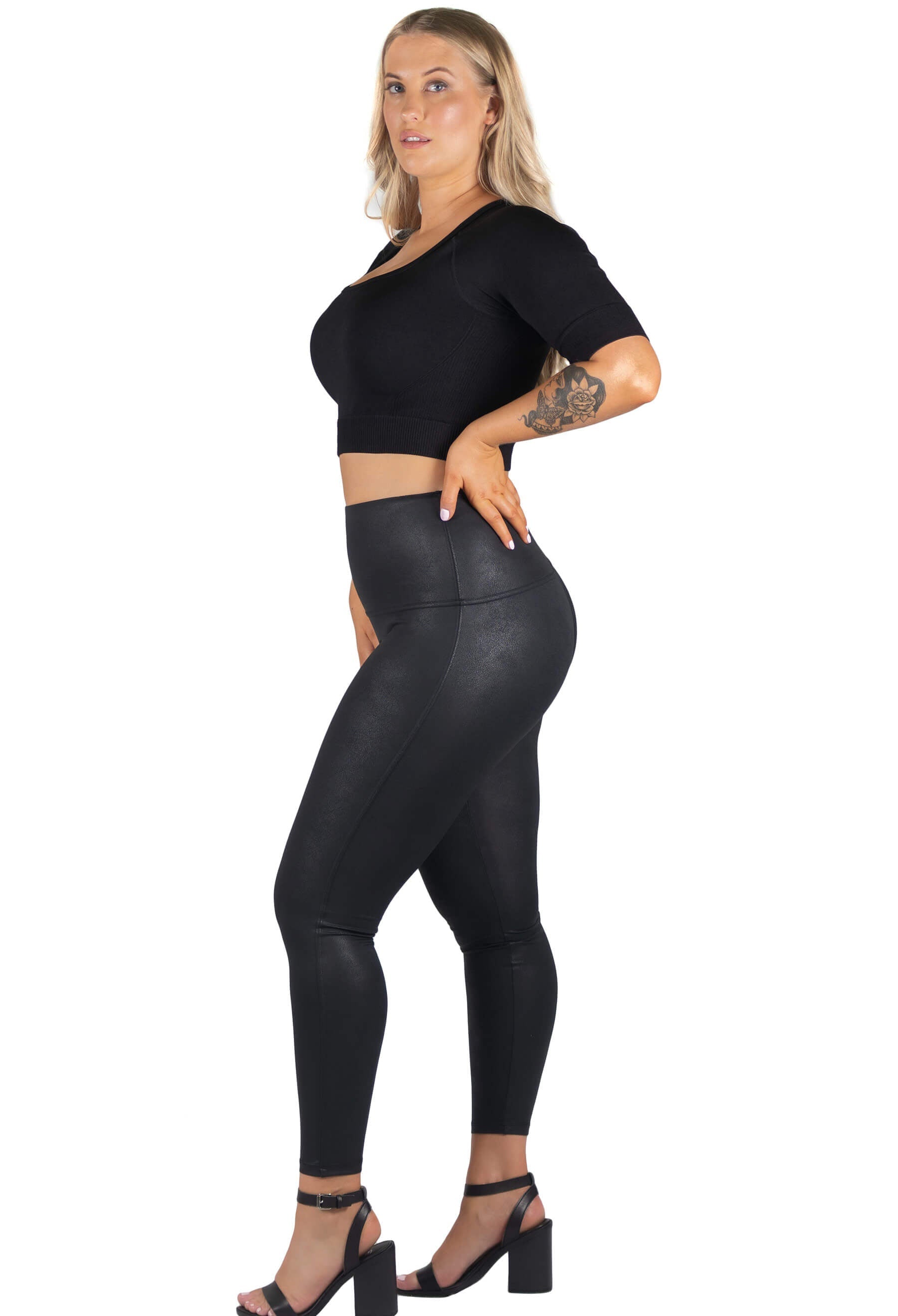 Plus Size Matte Faux Leather Leggings - Made in The USA