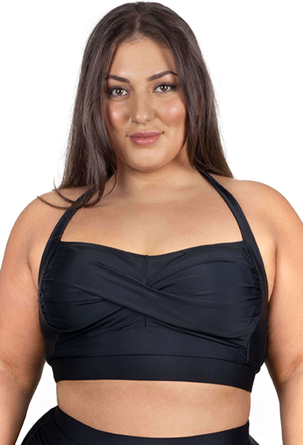 Plus Size Halter Neck Ruched Swim Bra