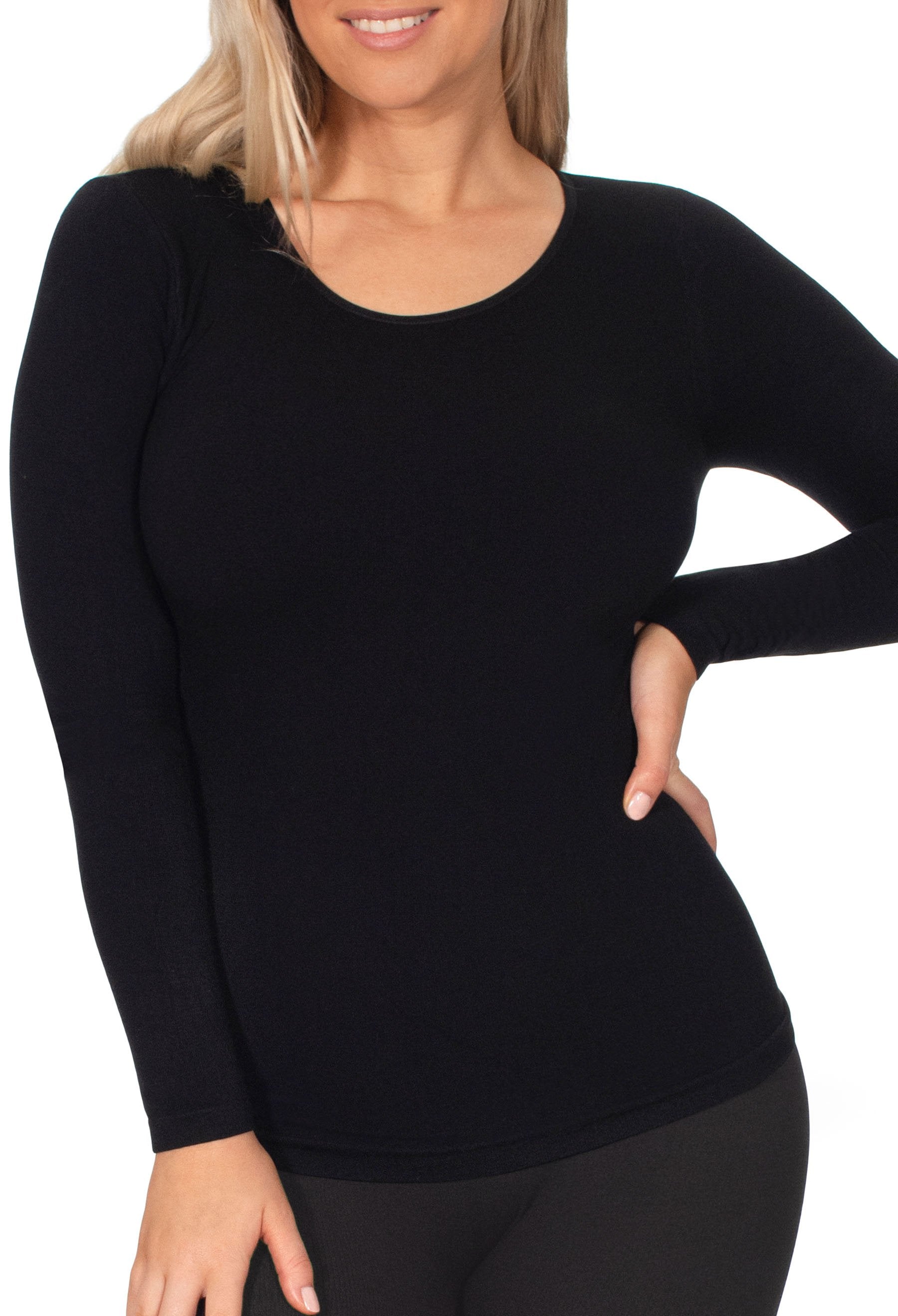 Womens T-Shirt Super Stretchy Undershirts Long Sleeve Tops Thermal  Shapewear