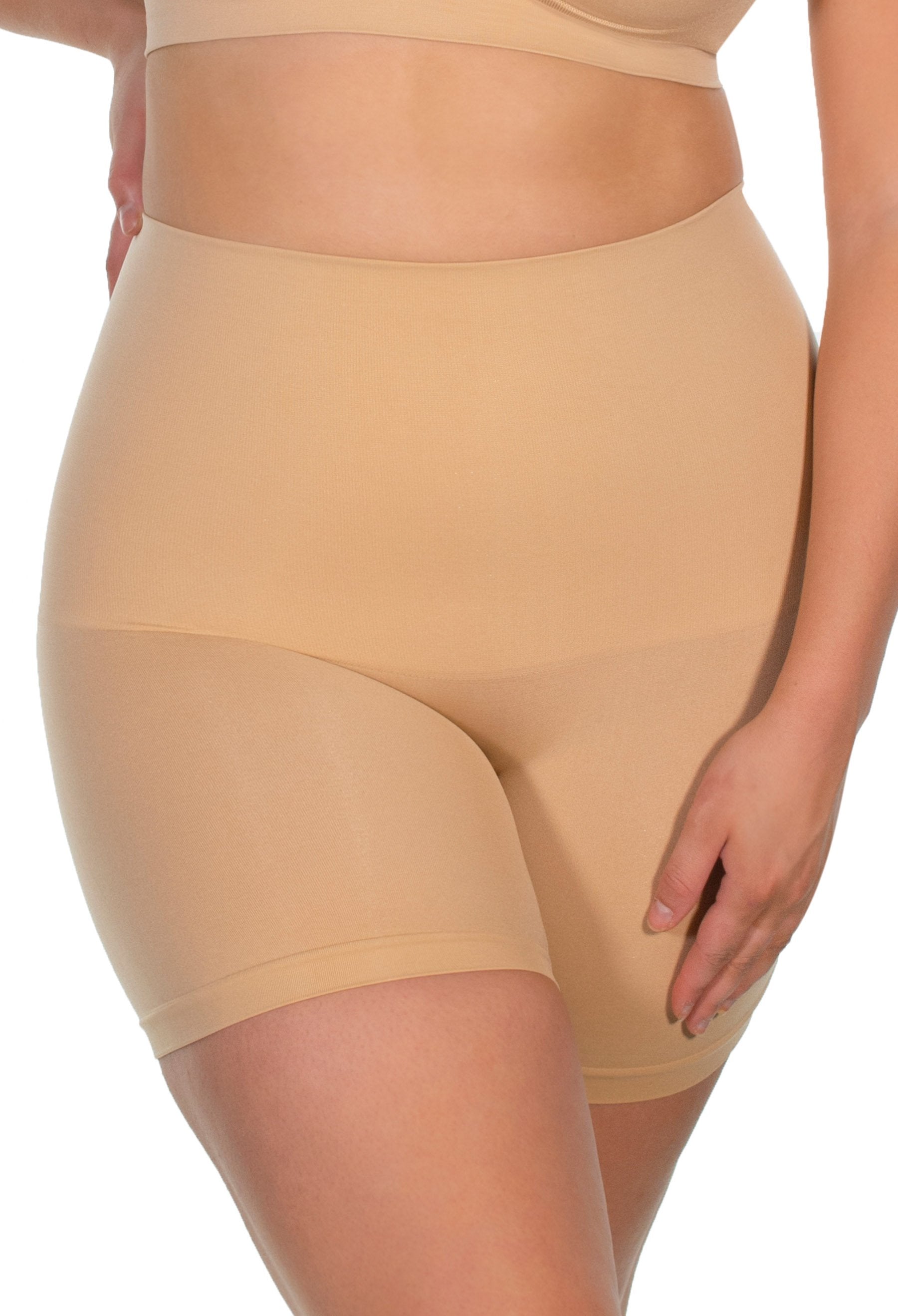 Seamless 2 Layer Tummy Control and Comfort Thong One Size (Nude, Black)