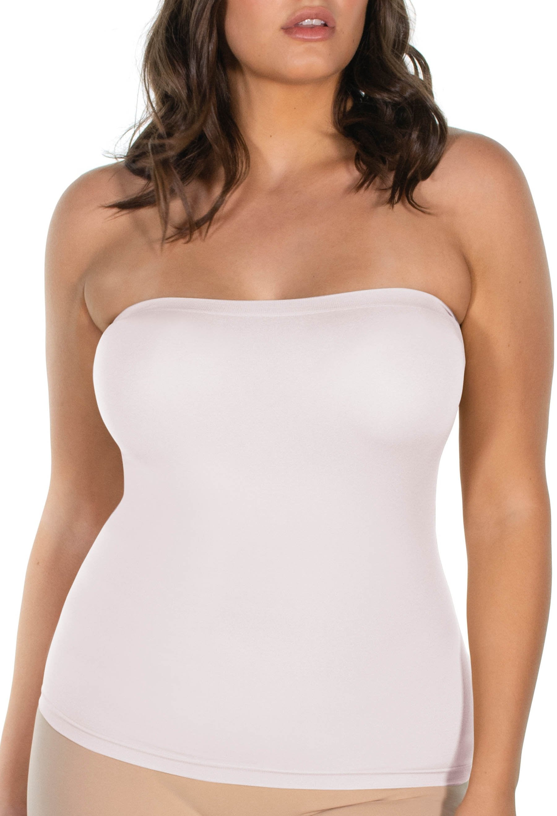 Express Body Contour High Compression Crop Tube Top With Bra Cups White  Women's XL