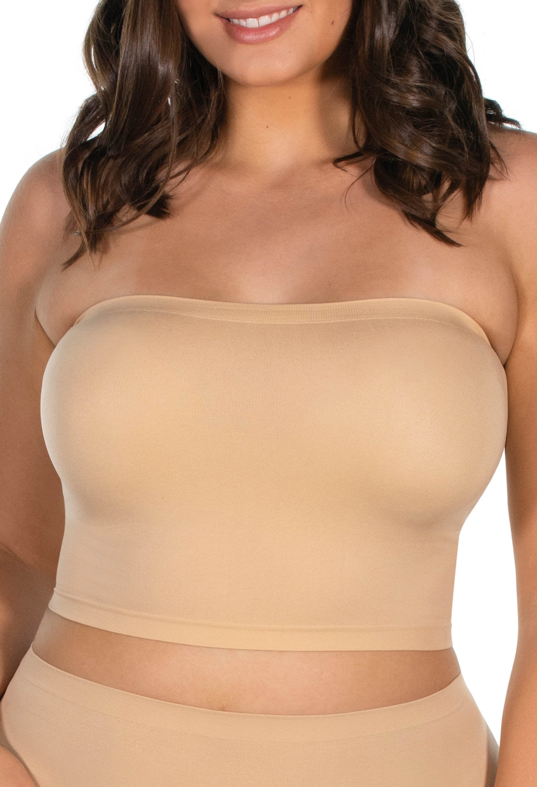 1 Pc Womens Plus Size Tube Top Bra Strapless Bandeau One Size Fits Most  Beige